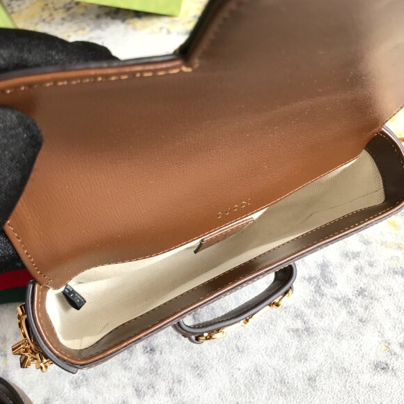 Gucci Horsebit 1955 GG Shoulder Bag Small Beige/Brown - Picture 9 of 9